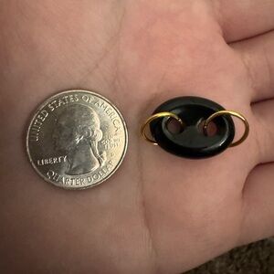 Onyx Puffy Mariner with Gold Tone Hardware Extender and Pendant